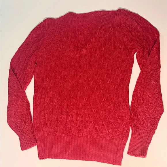 Vintage Red Cable Knit Sweater - Picture 2 of 4